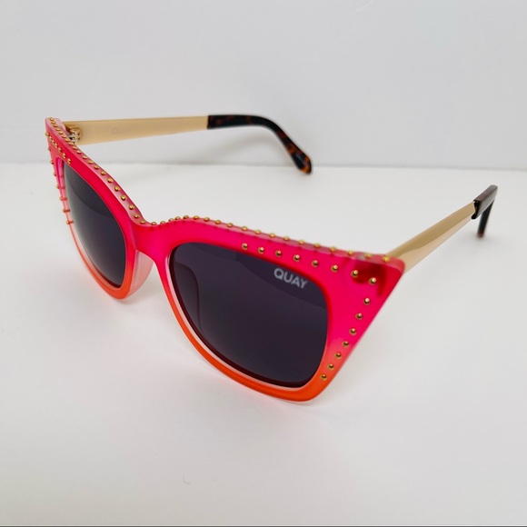 Quay x Saweetie Harper Studded Sunglasses Matte Coral/Black ID:49786 - Picture 6 of 10